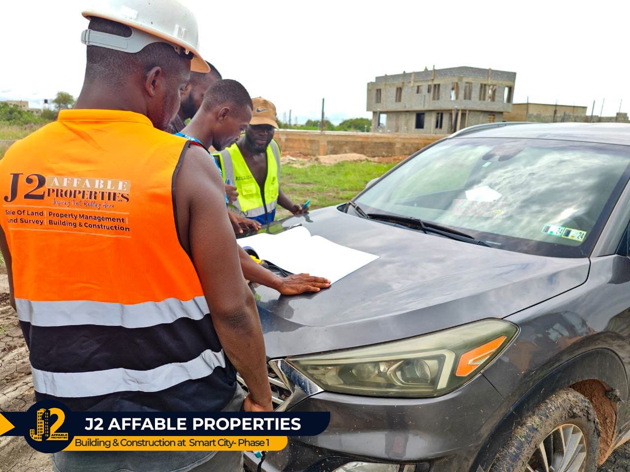 J2 Affable Properties team reviewing site plans